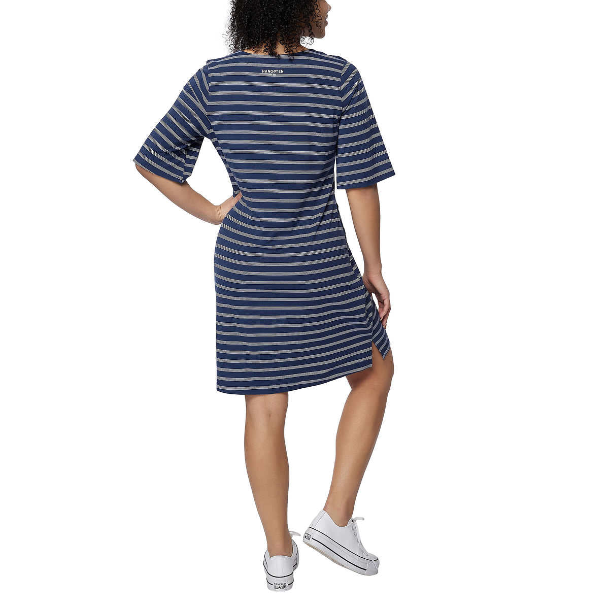 Hang Ten Women's Floral Print UPF 50+ Moisture Wicking Soft Cotton Blend Mini Sun Dress