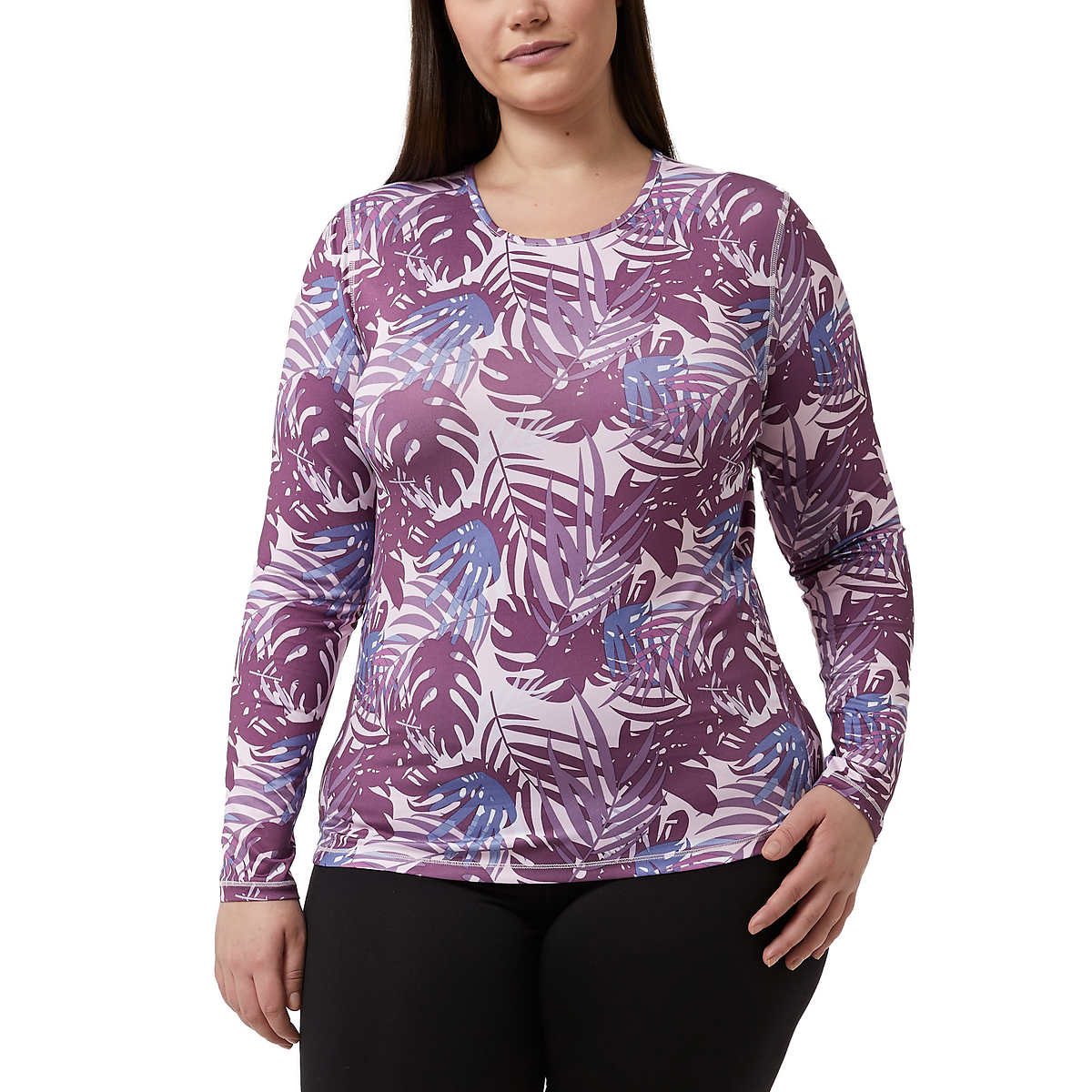 32 Degrees Women's Palm Leaf Print Tee UPF 50+ Protection Long Sleeve Sun T-Shirt