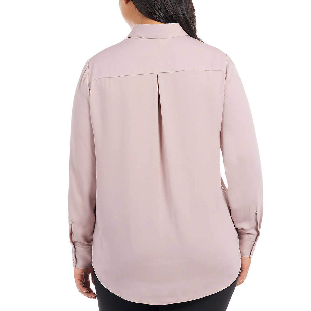 Dalia Women's Long sleeve High Low Hem Woven Button Down Blouse Top