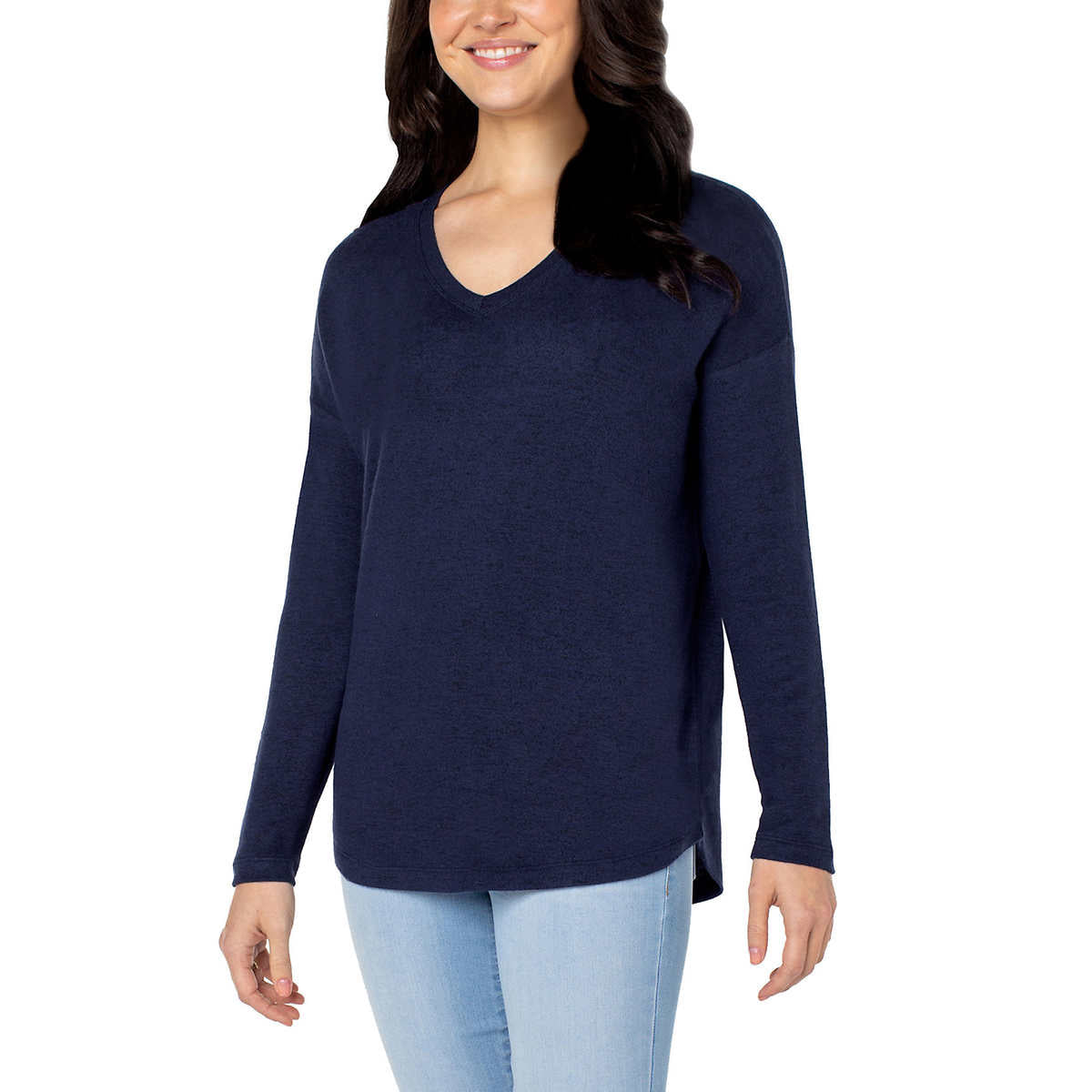 Well Worn Women's Ultra Soft V-neck Lightweight Knit Sweater Relaxed Fit Top