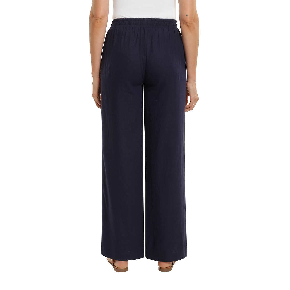 Briggs Women's Wide Leg Lightweight Linen Blend 2 Pockets Floral Pants
