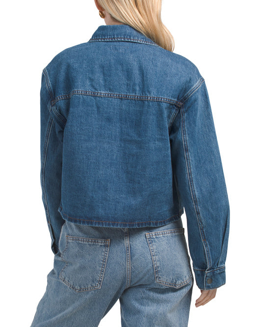 KUT from the Kloth Women's Billie Western Collared Denim Cropped Jacket