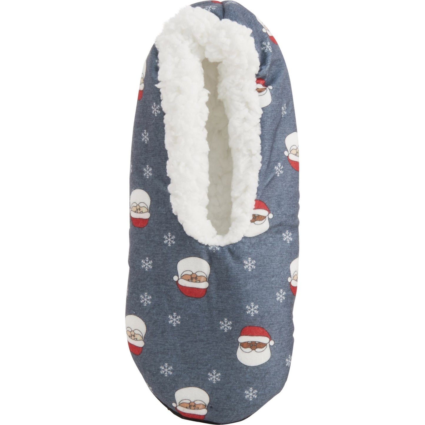 Rae Dunn Women's Santa Print Plush Faux Fur Christmas Cozy Slippers