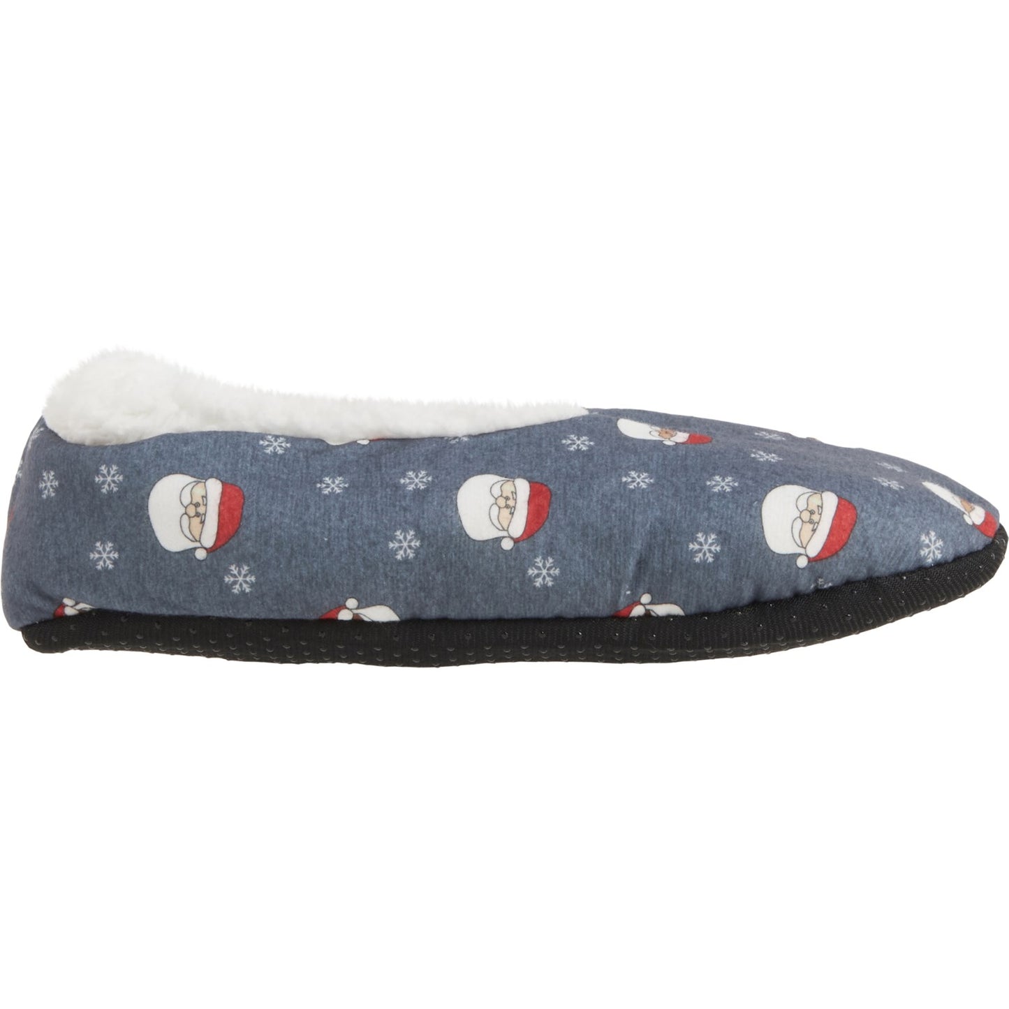 Rae Dunn Women's Santa Print Plush Faux Fur Christmas Cozy Slippers