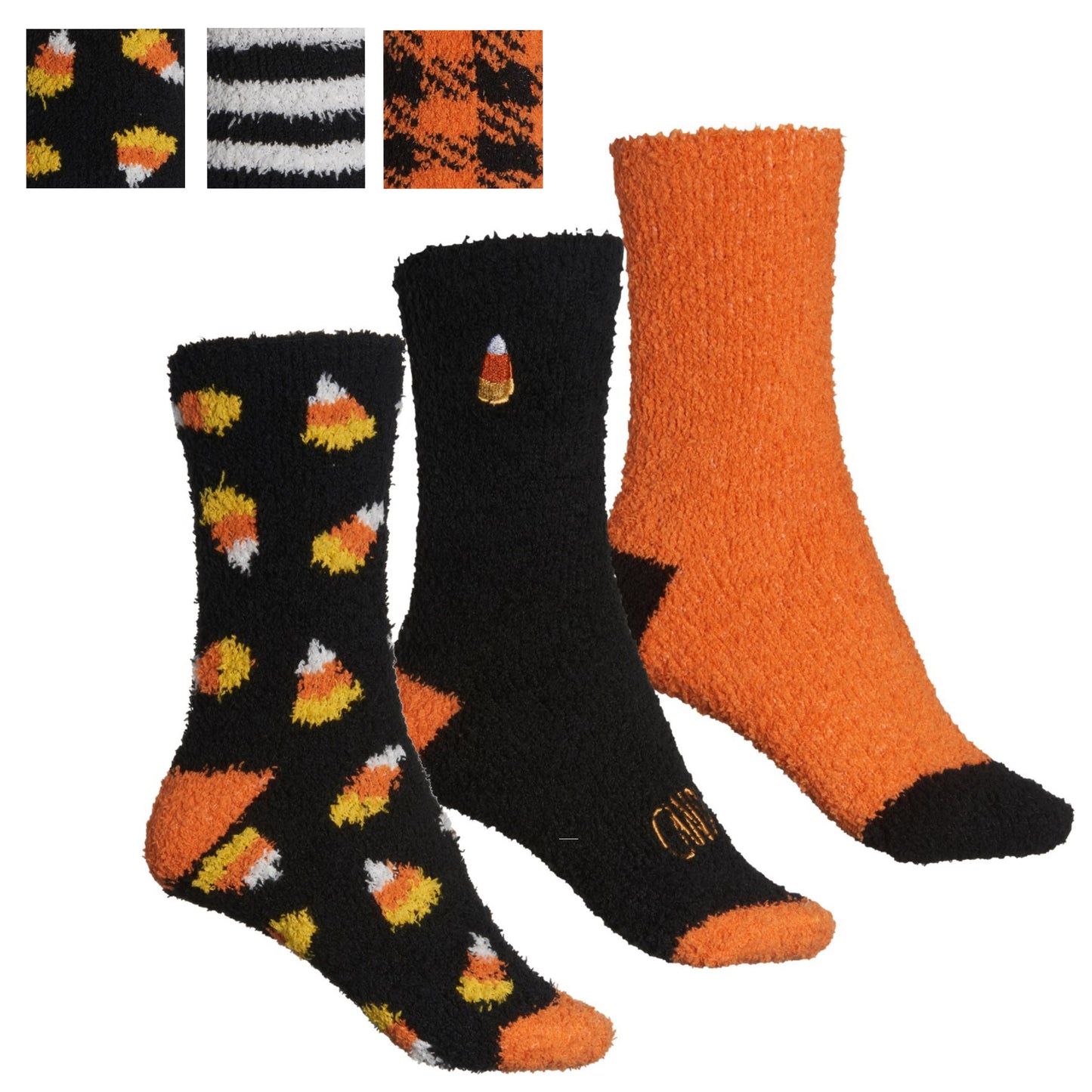 Rae Dunn Women's 3-Pack Soft Plush Halloween Candy Witch Cozy Crew Socks
