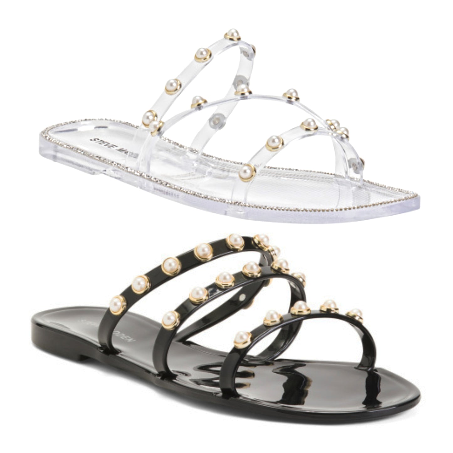 Steve Madden Women's Studded Pearl Embellished Slide-On Flat Sandals