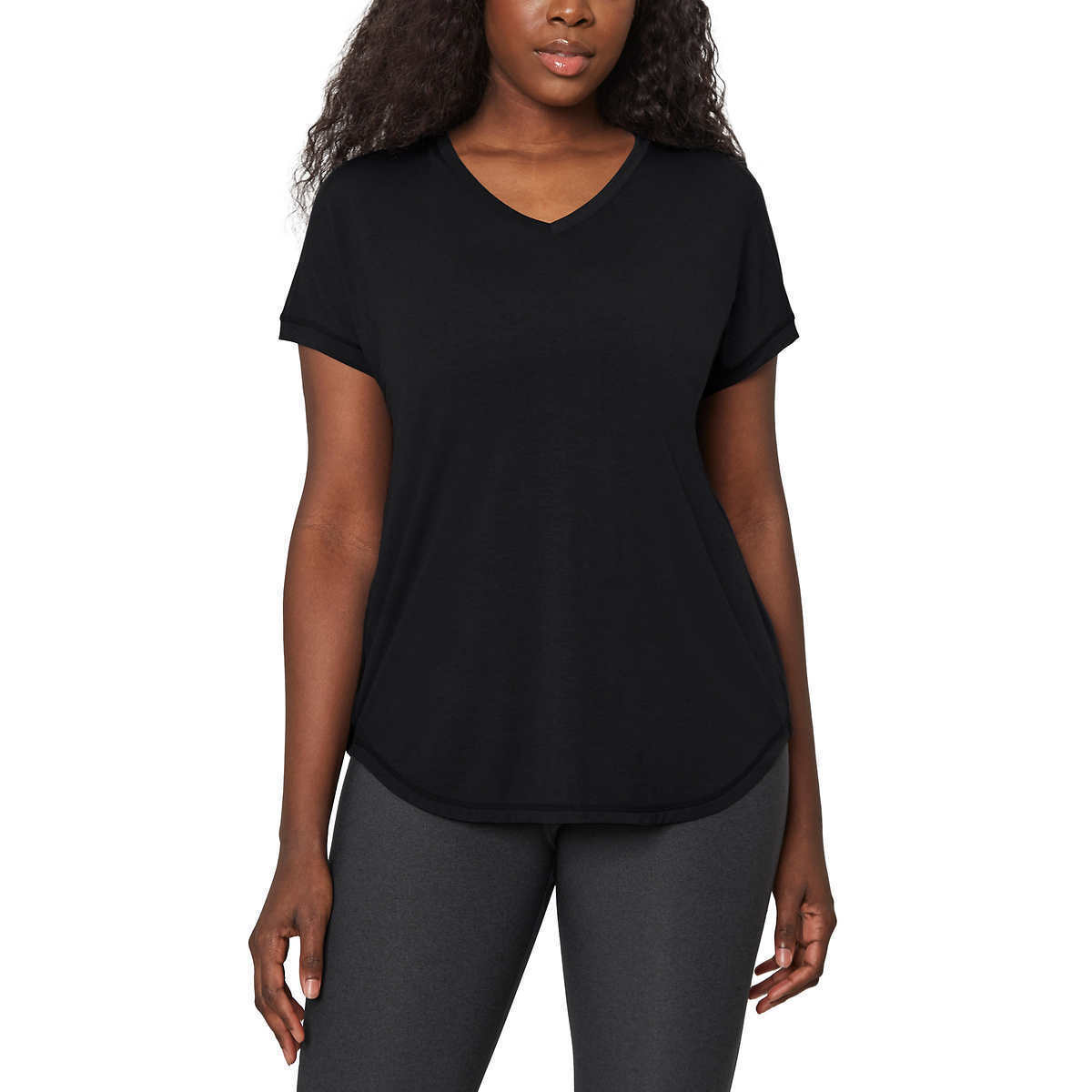 Mondetta Soft Moisture Wicking Dropped Shoulder V-neck T-Shirt