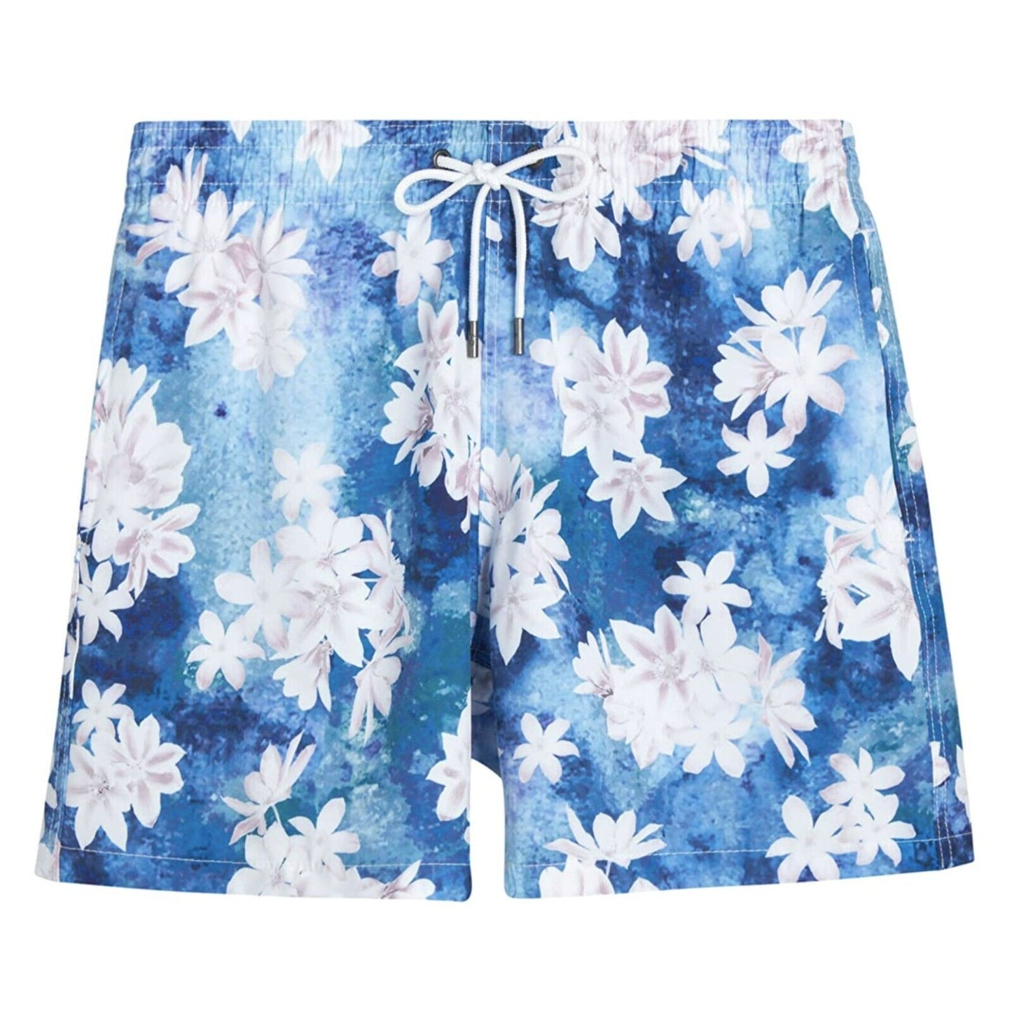 Trunks Surf & Swim Men's Floral Watercolor Print Drawstring Beach Pool Swim Shorts