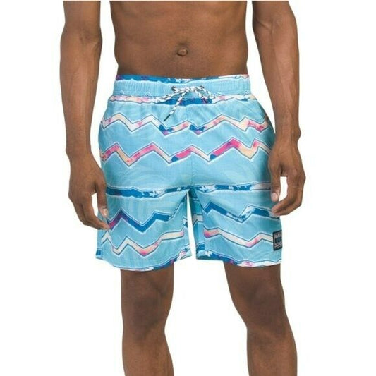 Maui and Sons Men's Zig Zag Cruzer Print Beach Pool Swim Shorts