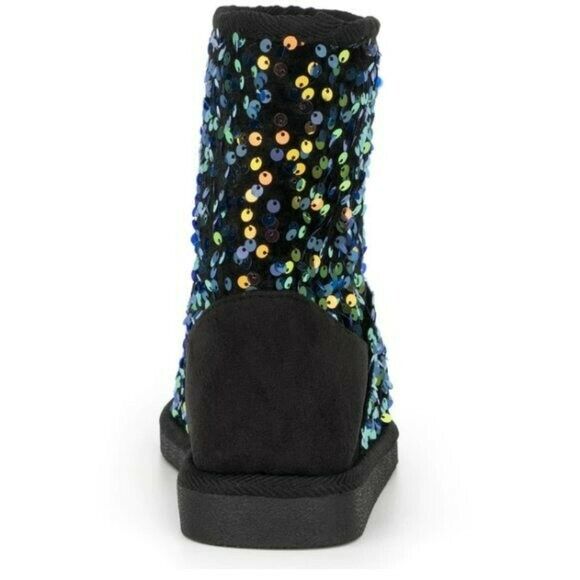 Olivia Miller Women's Cozy Sparkle Sequin Sherpa Lined Booties