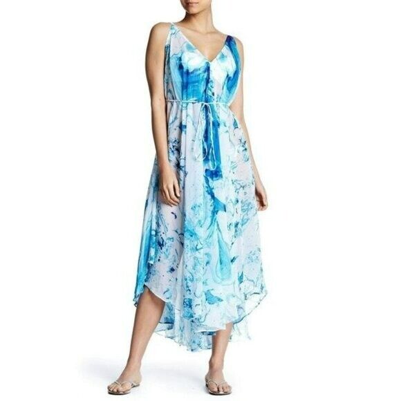 LA MODA Lux Hanky Hem Semi-sheer, Cover-up Beach Maxi Dress LA MODA Lux Hanky Hem Semi-sheer, Cover-up Beach Maxi Dress