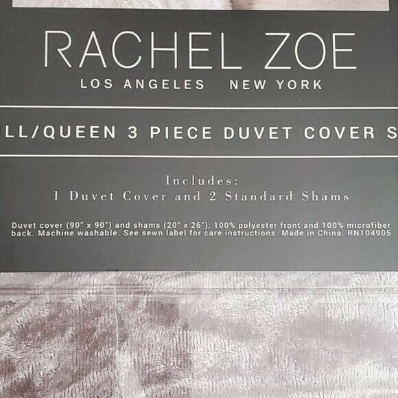 Rachel Zoe 3-Pc Soft Crushed Velvet Duvet Cover Full/Queen Set
