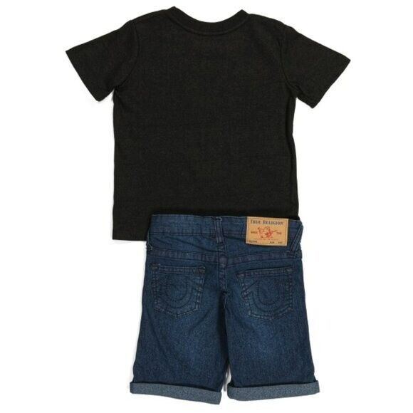 True Religion Boy's Metallic Graphic Print Denim T-Shirt & Shorts Set