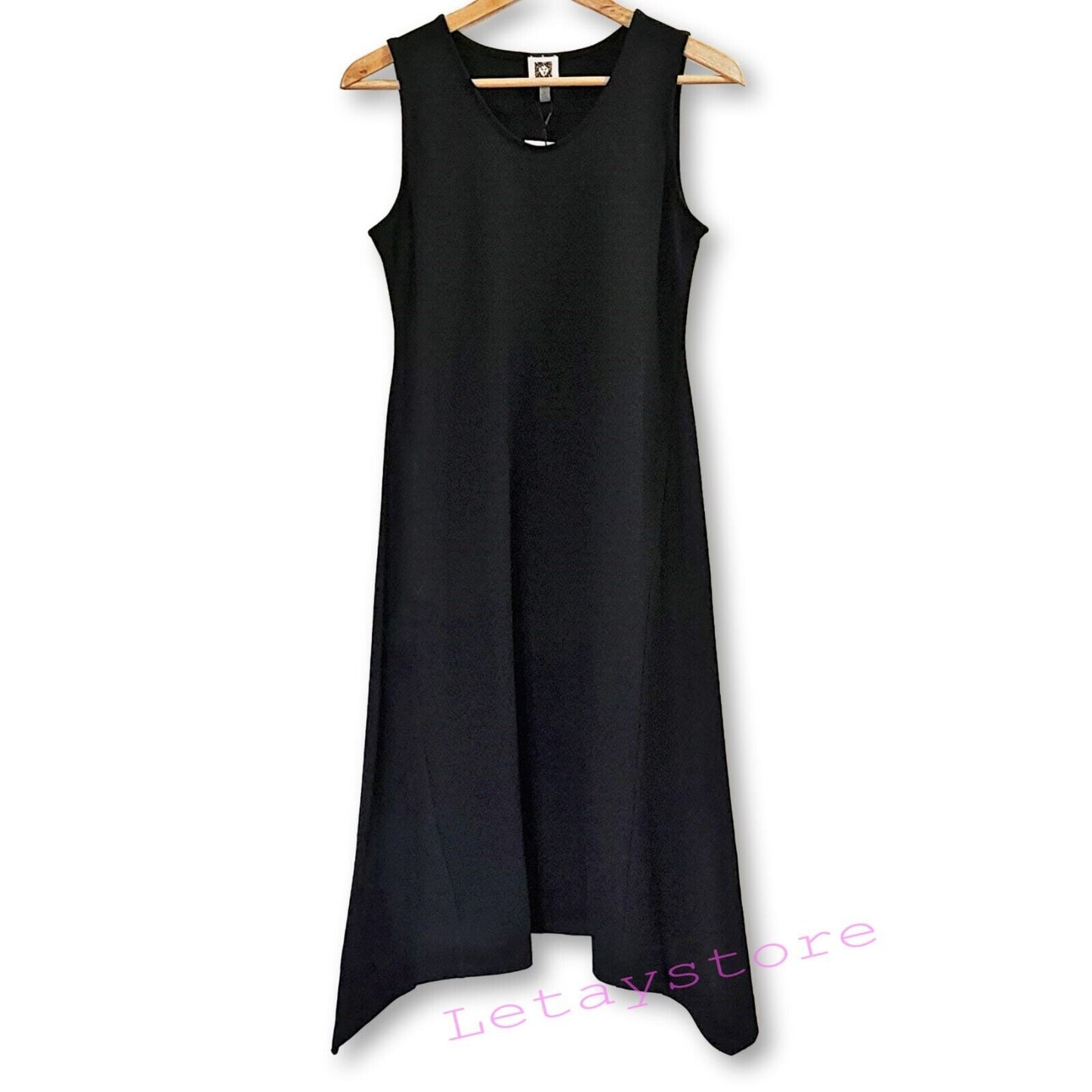 ANNE KLEIN Soft Stretch Solid Serenity Sharkbite Hem Tank Midi Dress