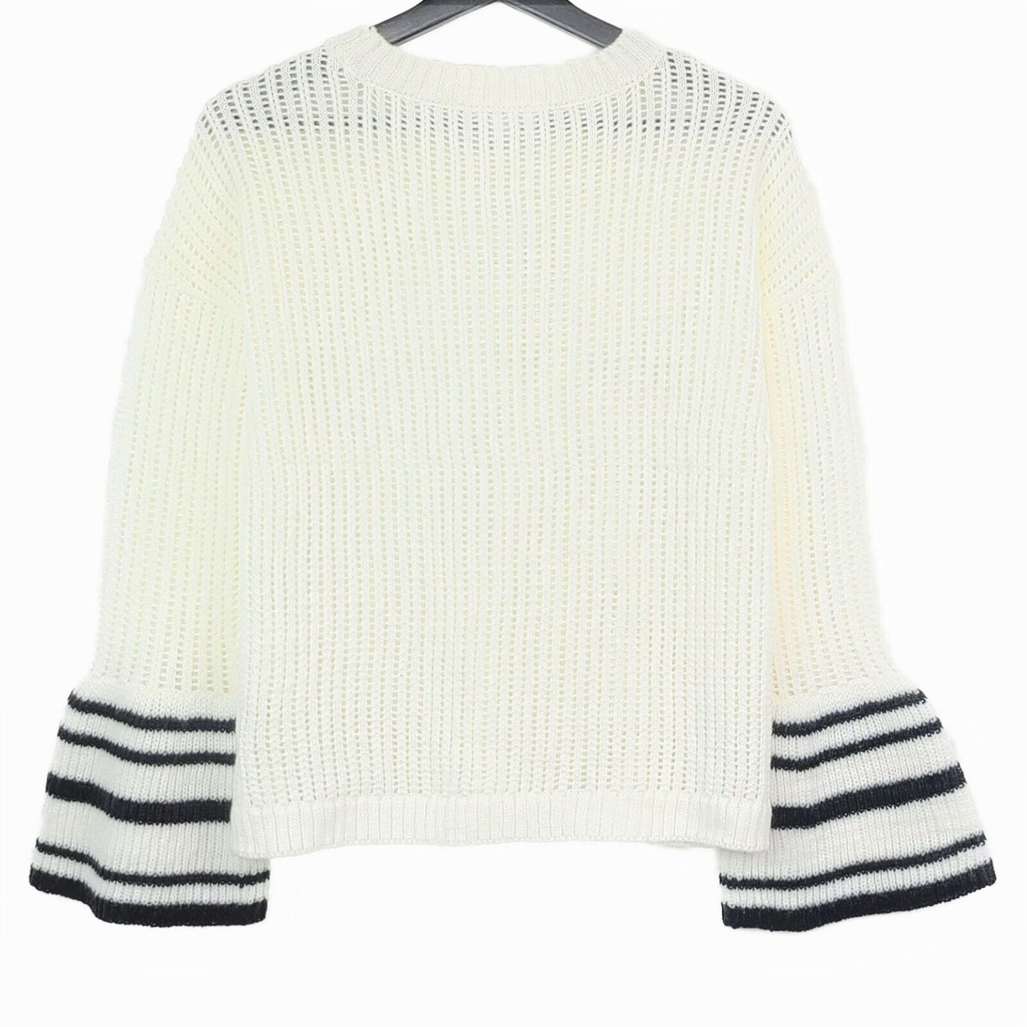 Jack By BB Dakota Women's Flare Stripe Sleeves Lightweight Knit Top Sweater