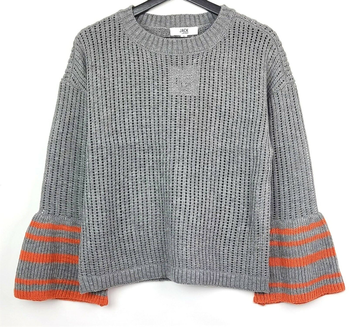 Jack By BB Dakota Women's Flare Stripe Sleeves Lightweight Knit Top Sweater