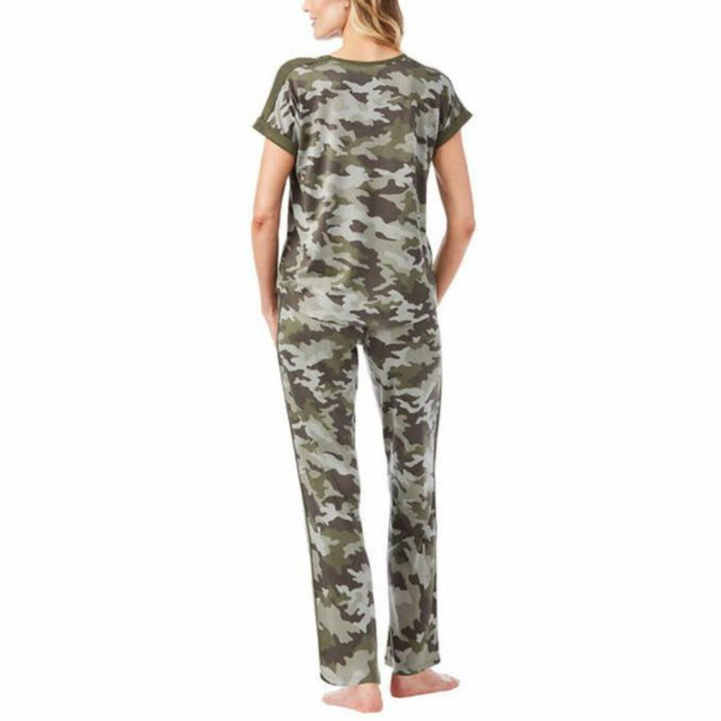 Lucky Brand Women's Plus Super Soft Camo Print 4-Piece Lounge Pajama Set