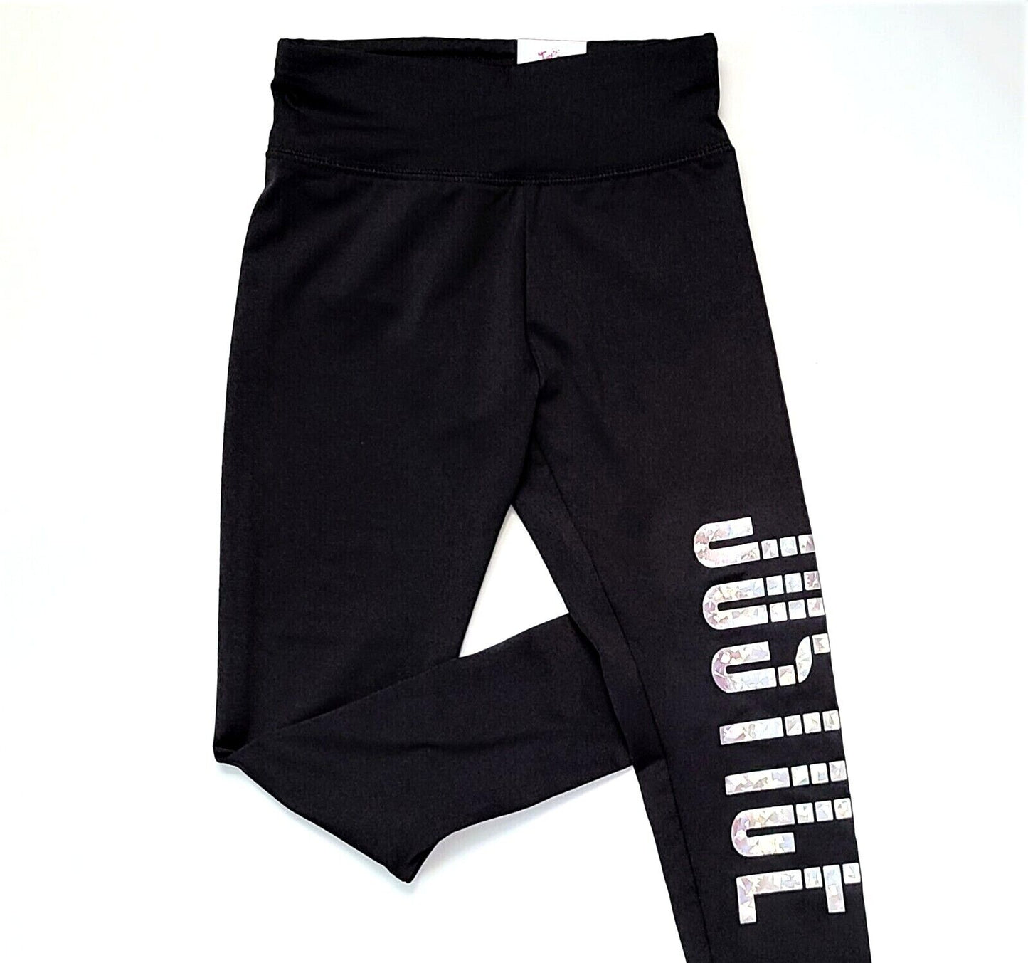 JUSTICE Big Girls Glitter Hologram Logo Active Fit Leggings