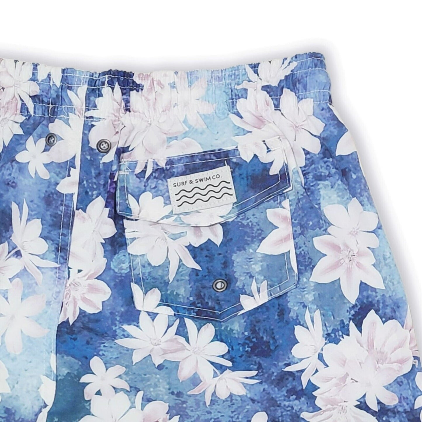 Trunks Surf & Swim Men's Floral Watercolor Print Drawstring Beach Pool Swim Shorts