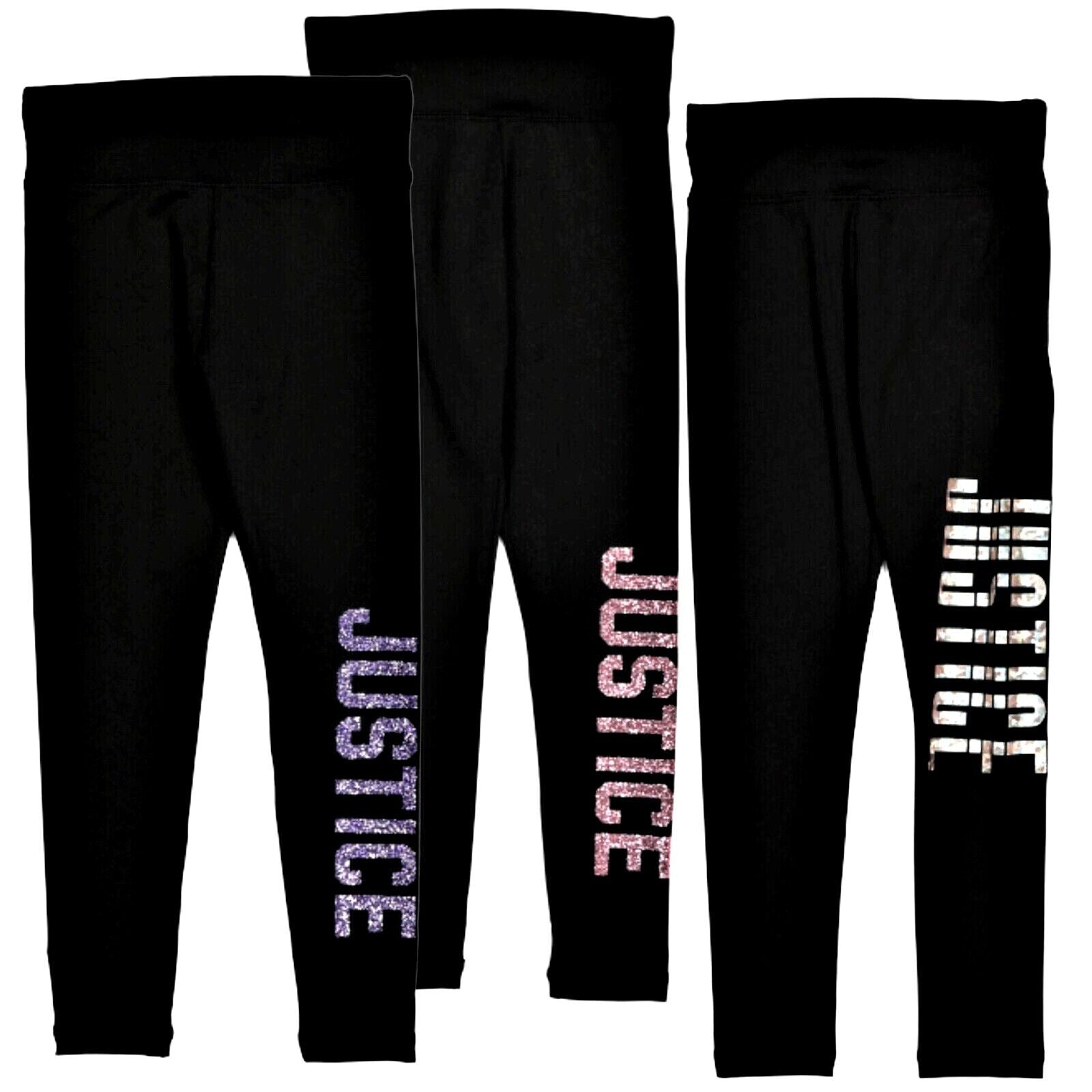 Justice Girl's Size 10 Black Glitter Sparkle Leggings Full-Length Legging  Pants