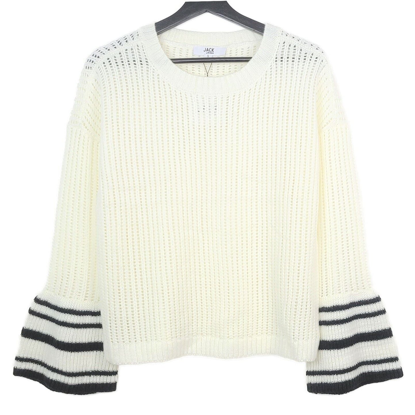 Jack By BB Dakota Women's Flare Stripe Sleeves Lightweight Knit Top Sweater