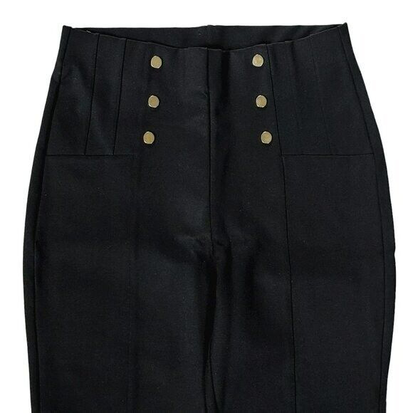 Zara Women's High Rise Button Accent Center Seam Stretch Dress Pants