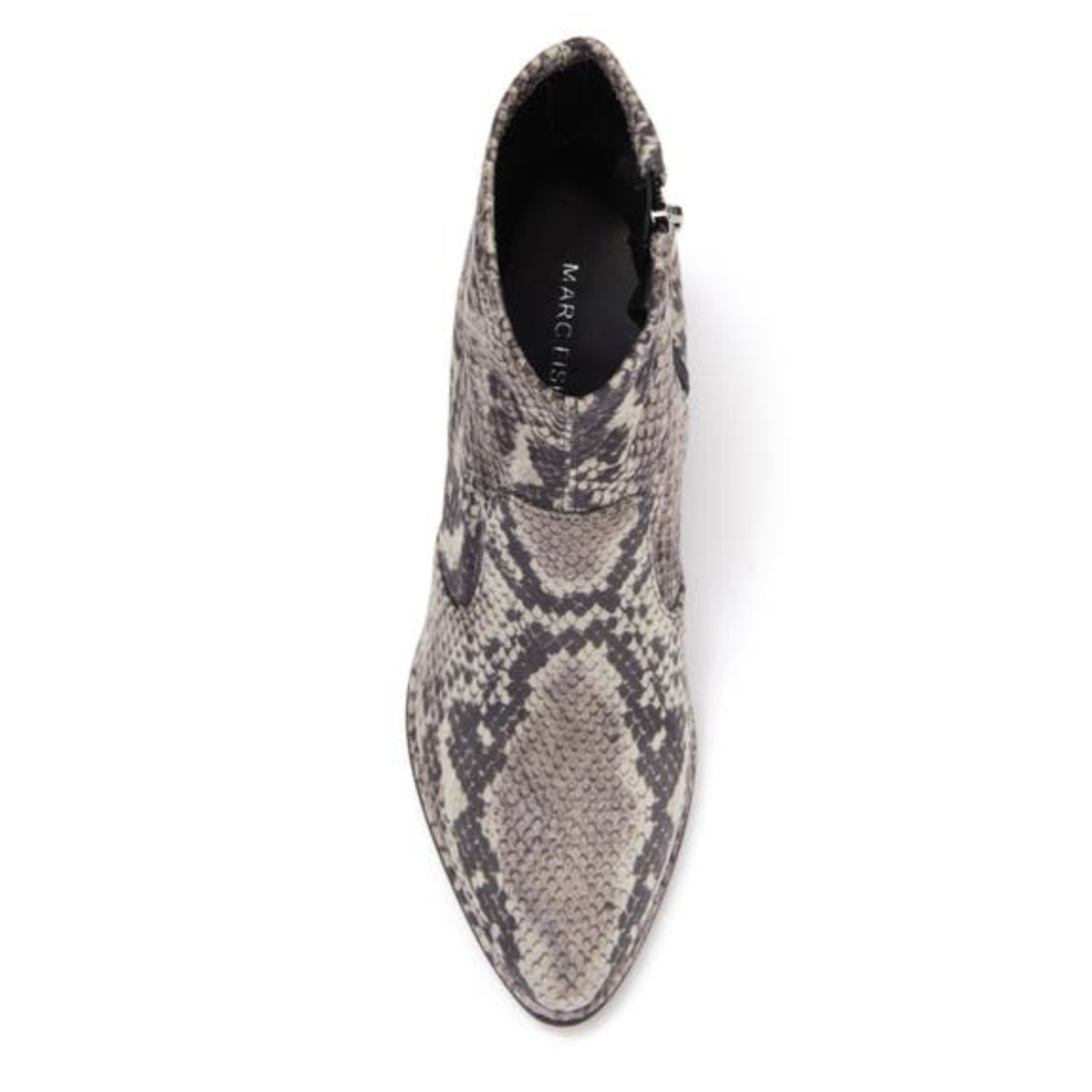 Marc Fisher Block Heel Snakeskin Print Stretch Bootie