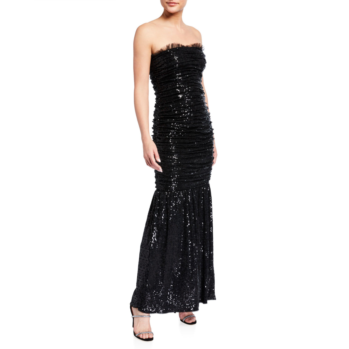 Aidan Mattox Ruched Sequin Strapless Dress Letay Store