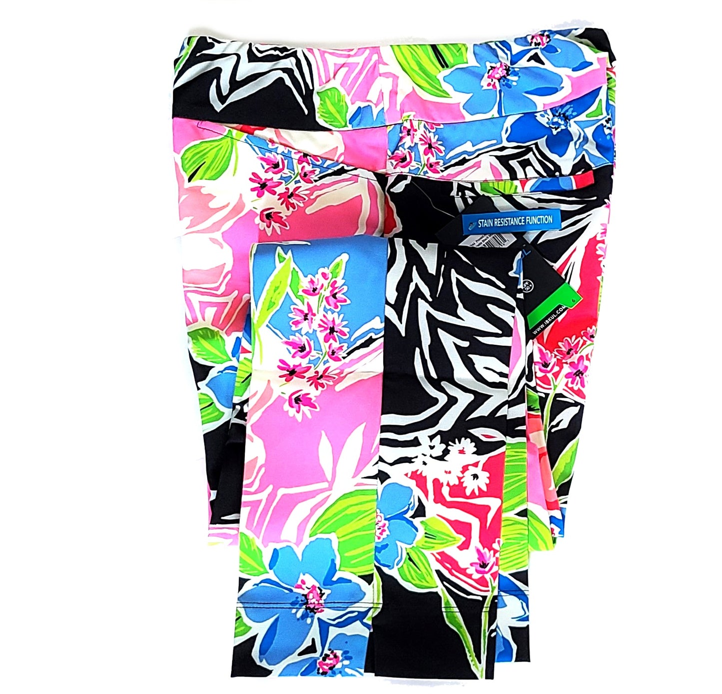 IBKUL Women's Amelia Floral Print High Rise Tummy-control UPF 50+ Ankle Pants