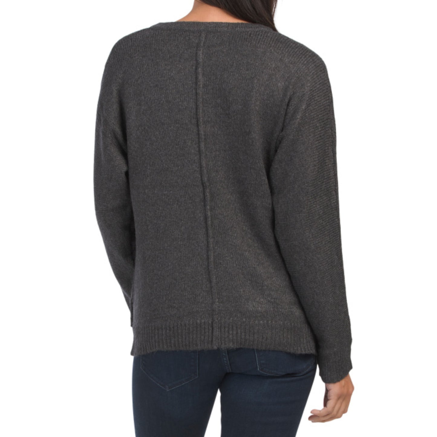 Rachel Zoe Soft Lightweight Knit Hi-low hem V-neck Exposed Seam Sweater