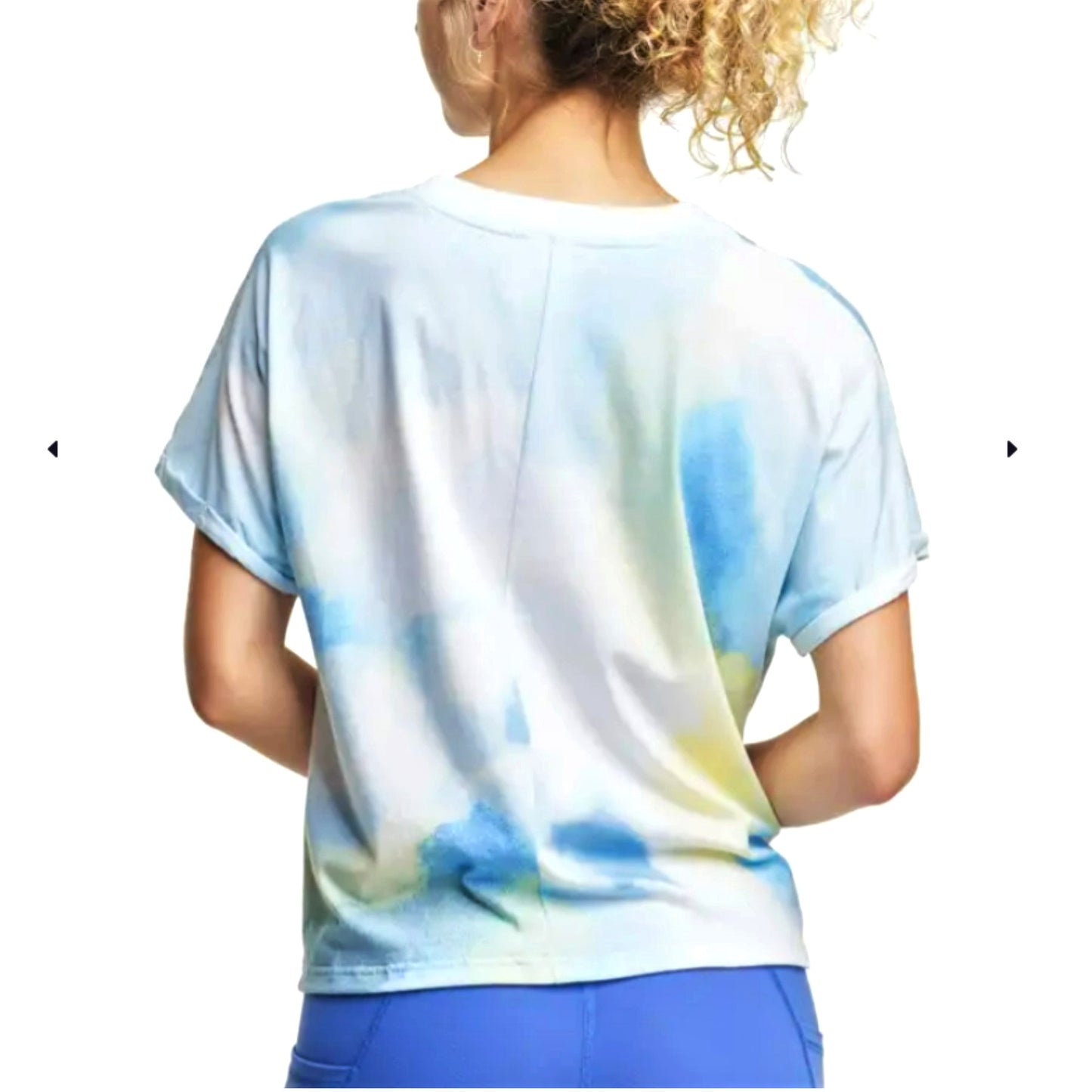 Champion Women's Tie-Dye Print Tie-Front Soft Cotton Blend Active Yoga T-Shirt