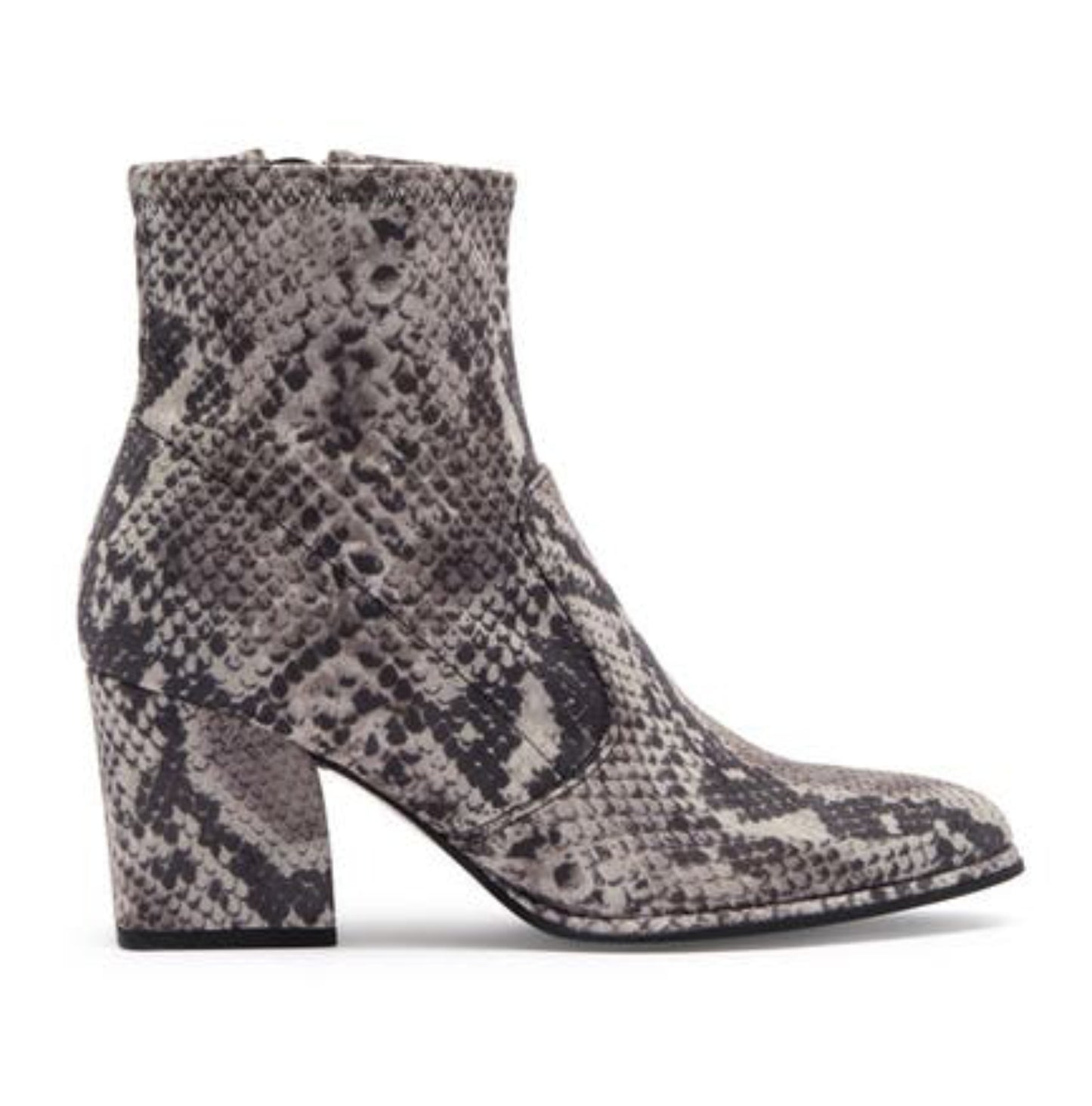Marc Fisher Block Heel Snakeskin Print Stretch Bootie