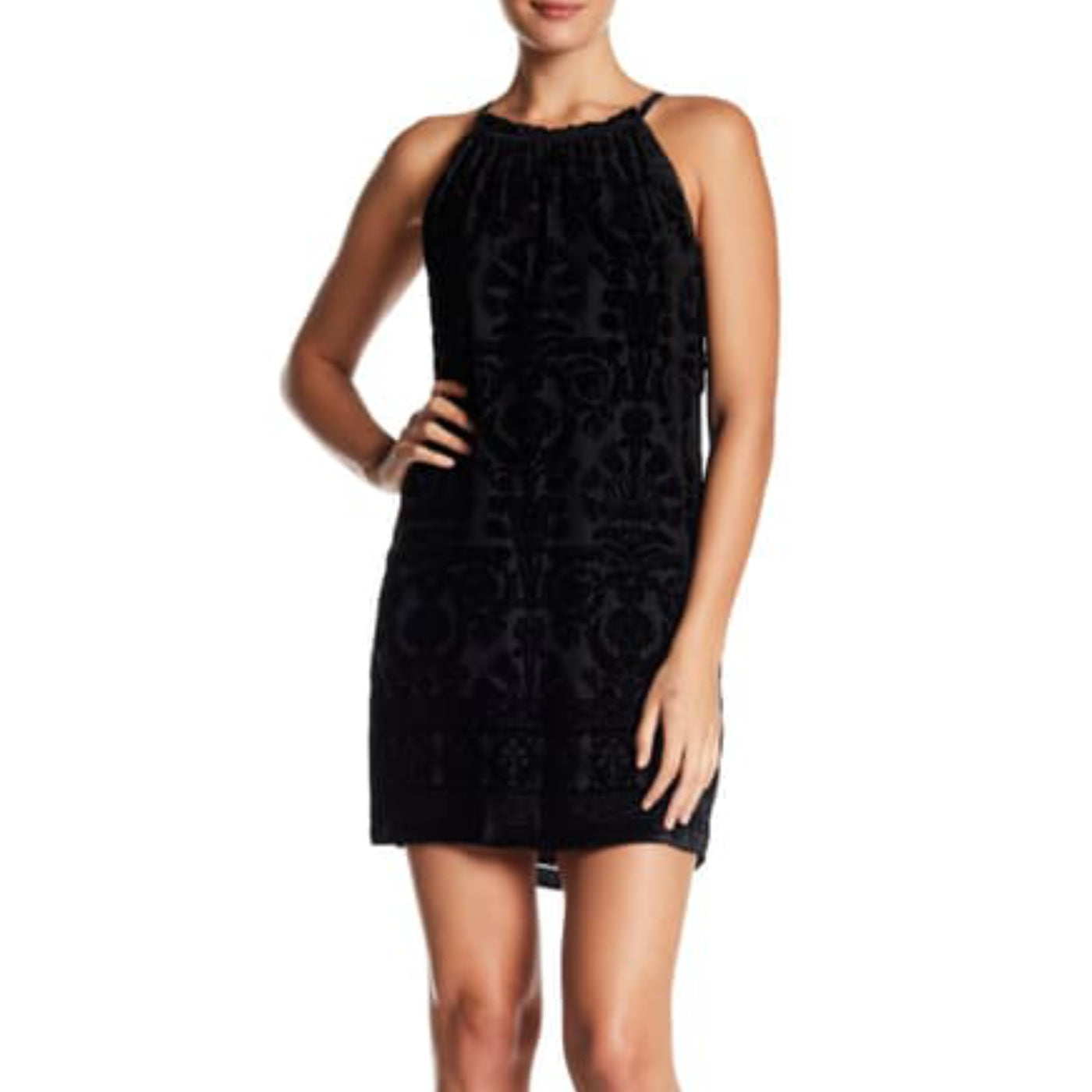 Max Studio Print Velvet Halter Dress - Main Image