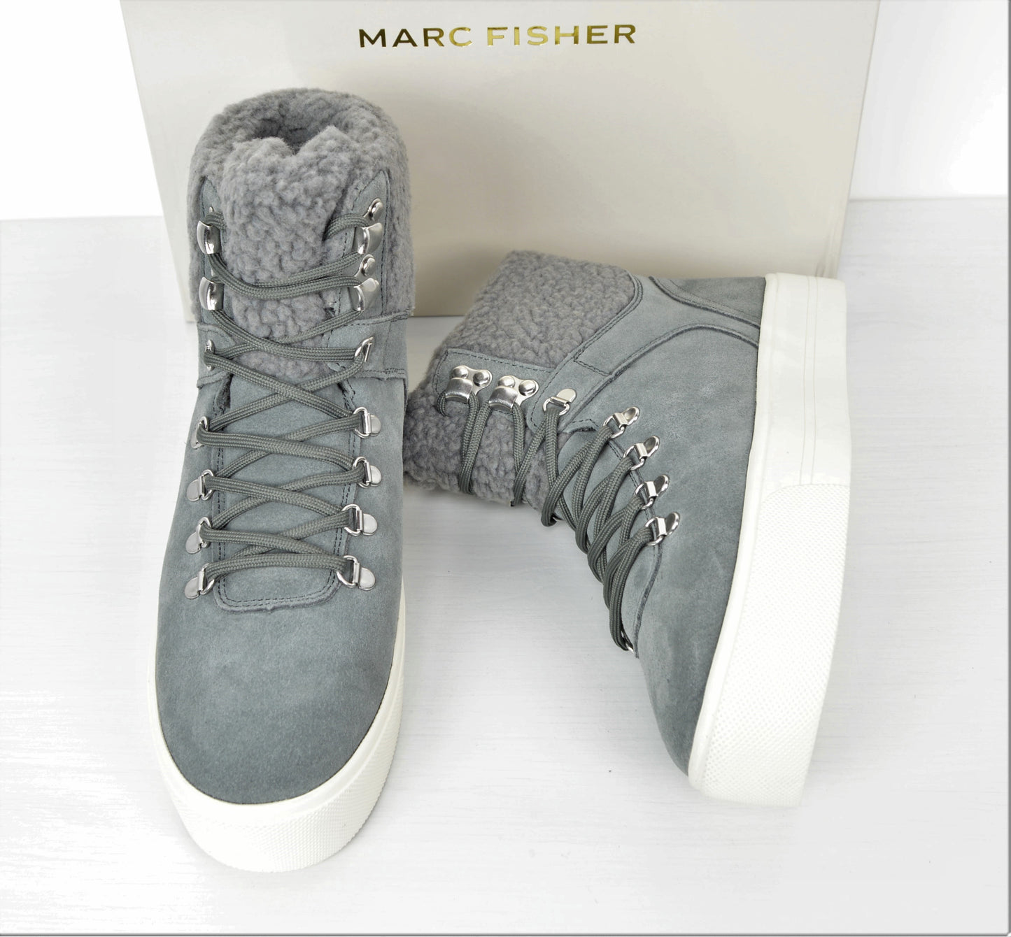 MARC FISHER Suede Cozy Hiker Booties