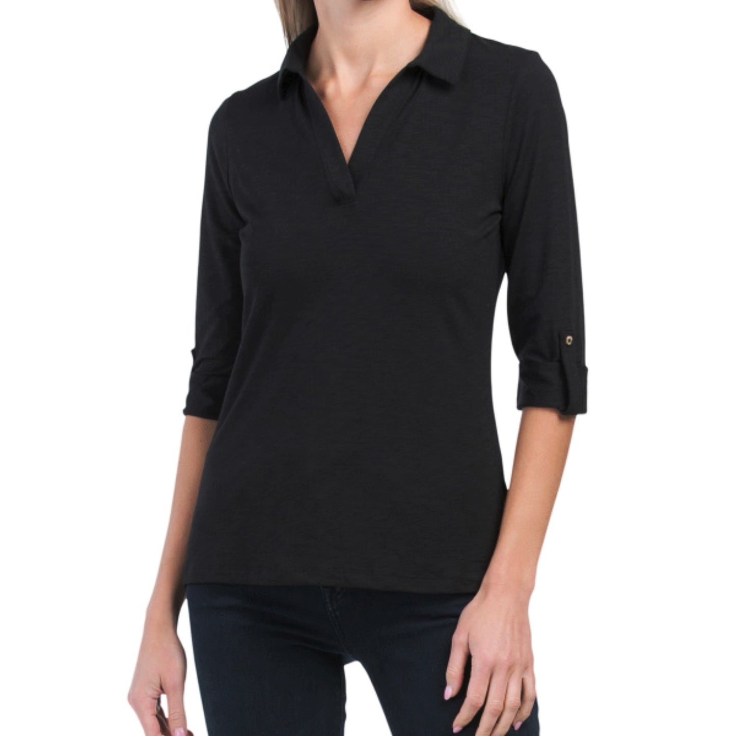 RACHEL ZOE Three-quarter Tacked Sleeve Top