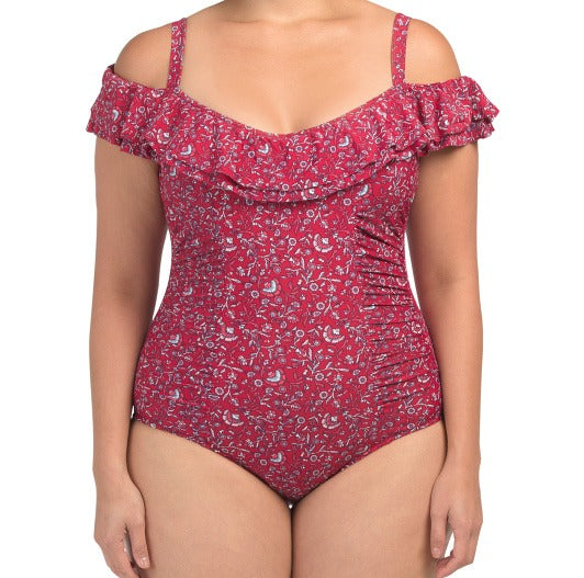 Profile By Gottex Women's Plus Floral Print Tummy Control Ruched One-piece Swimsuit