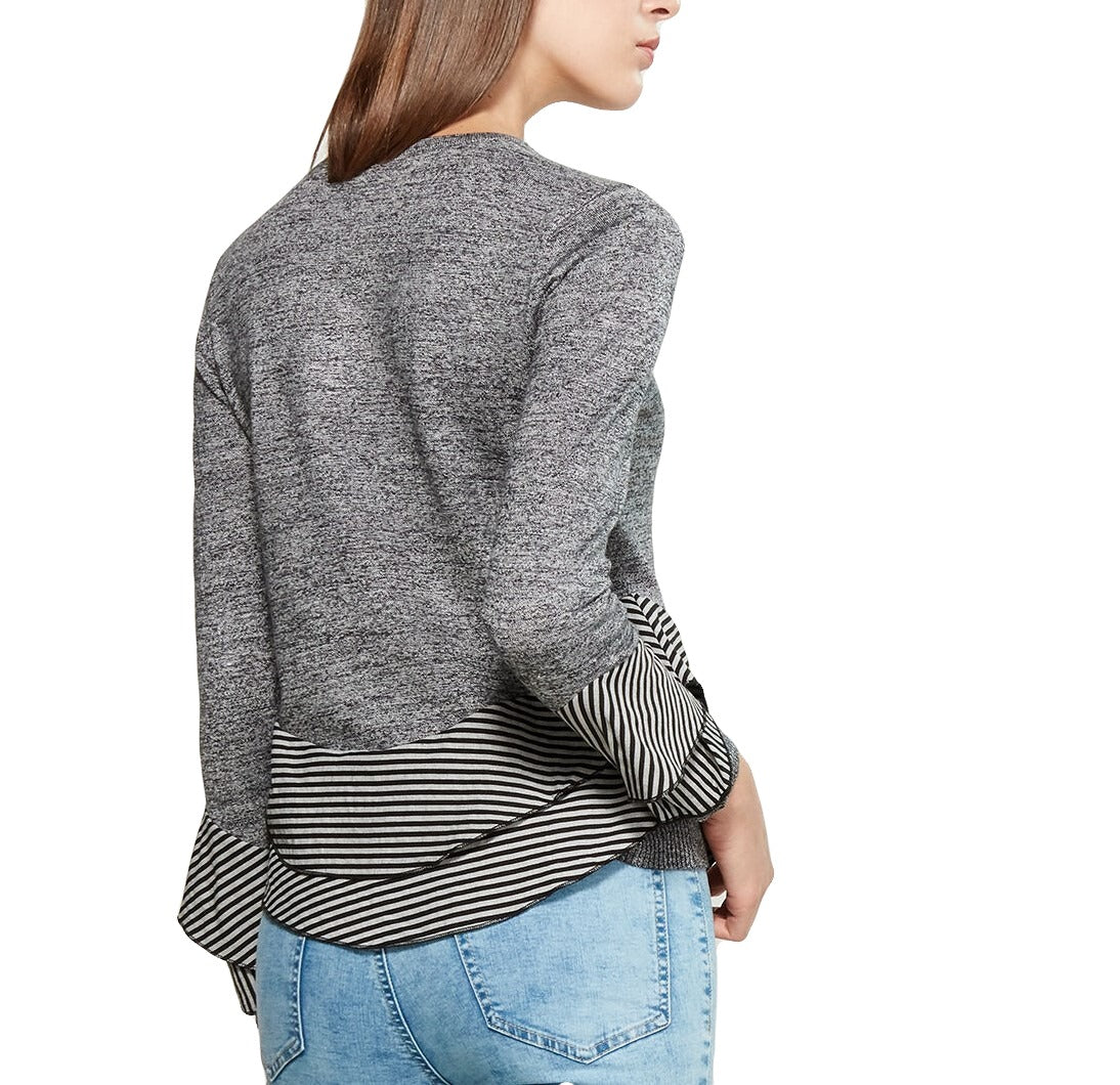 CHEE-CHO Contrast Stripe Ruffle Sweater