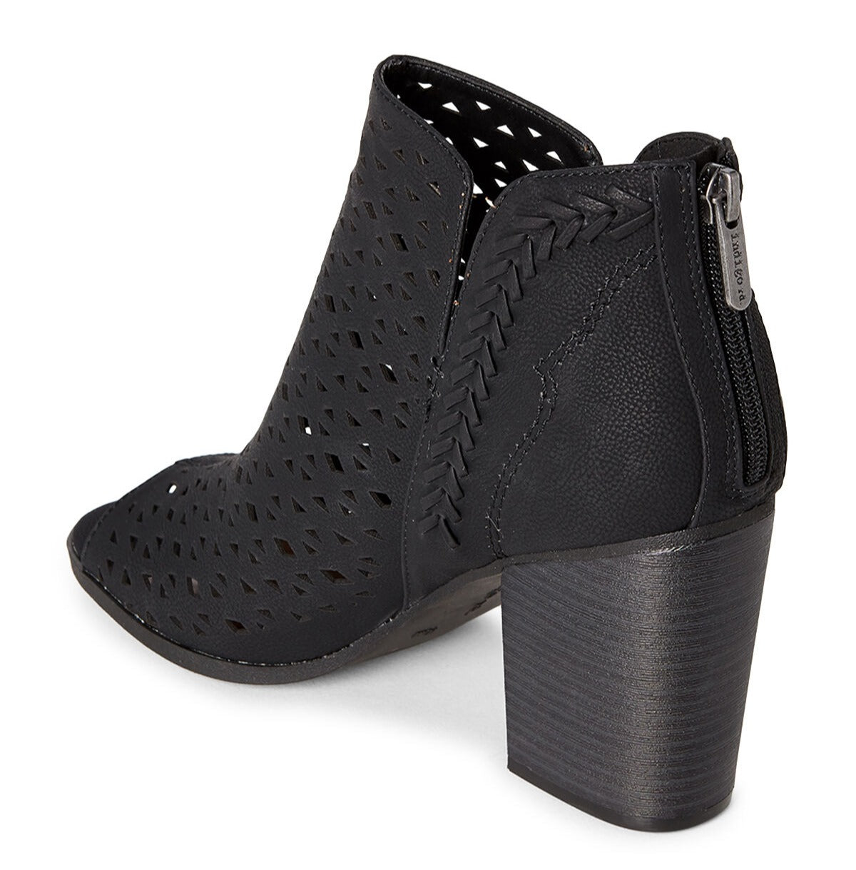 INDIGO RD. Women's Perforated Faux Suede Peep Toe Ankle Booties