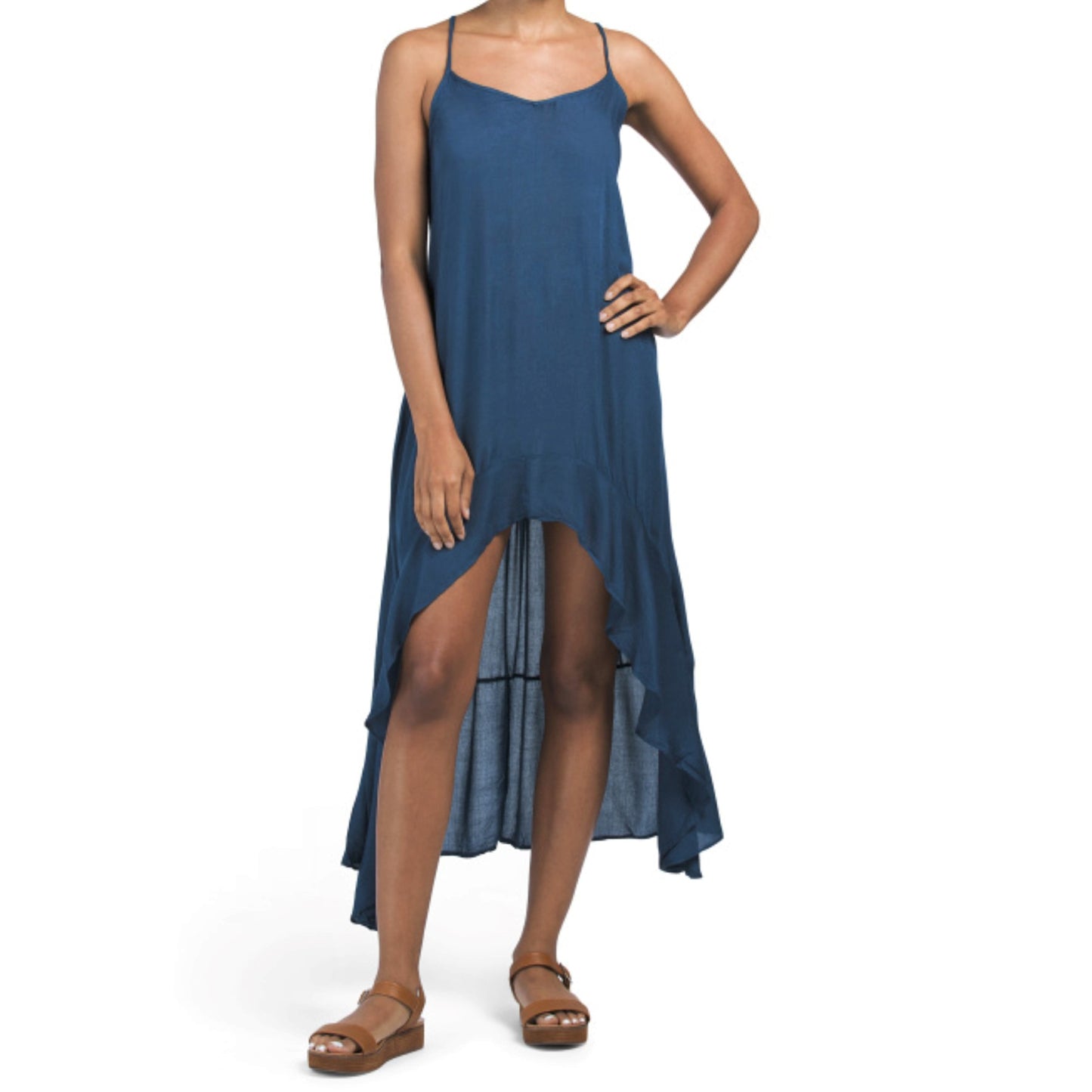 RAVIYA Hi-Low Ruffle Hem Beach Dress Cover-up