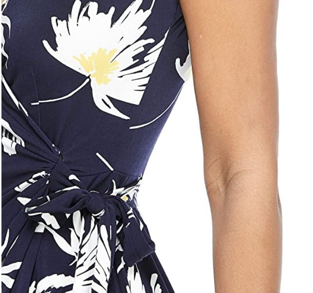 Maggy London Women's Floral Print V-neck Wrap Mini Dress