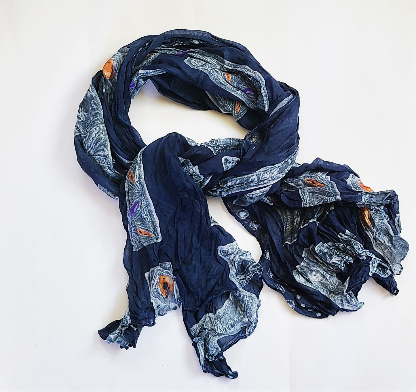 Jewel Print Wrinkle Scarf/Cover-Up