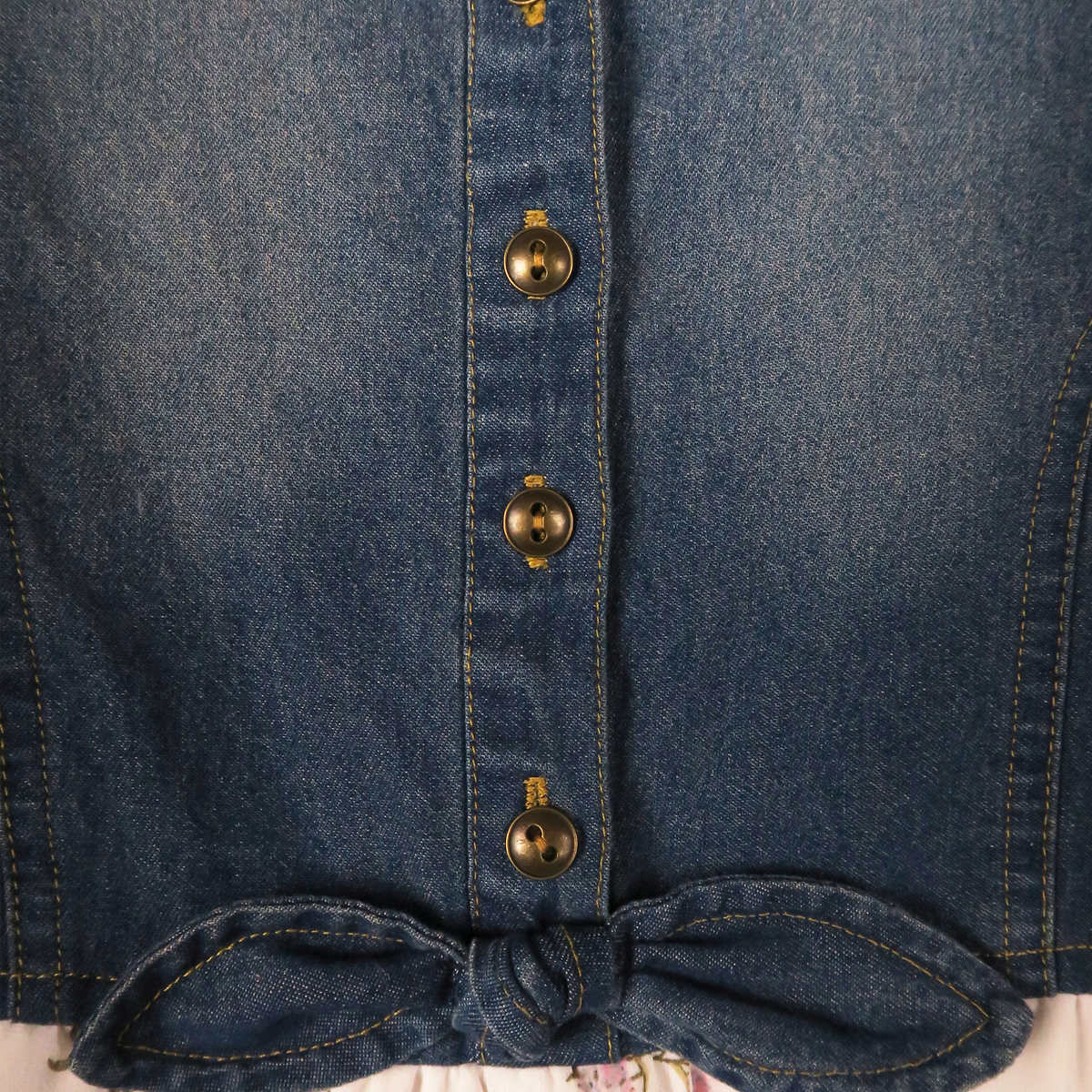 Zunie Big Girl's' Mix Media Floral Print Denim Dress