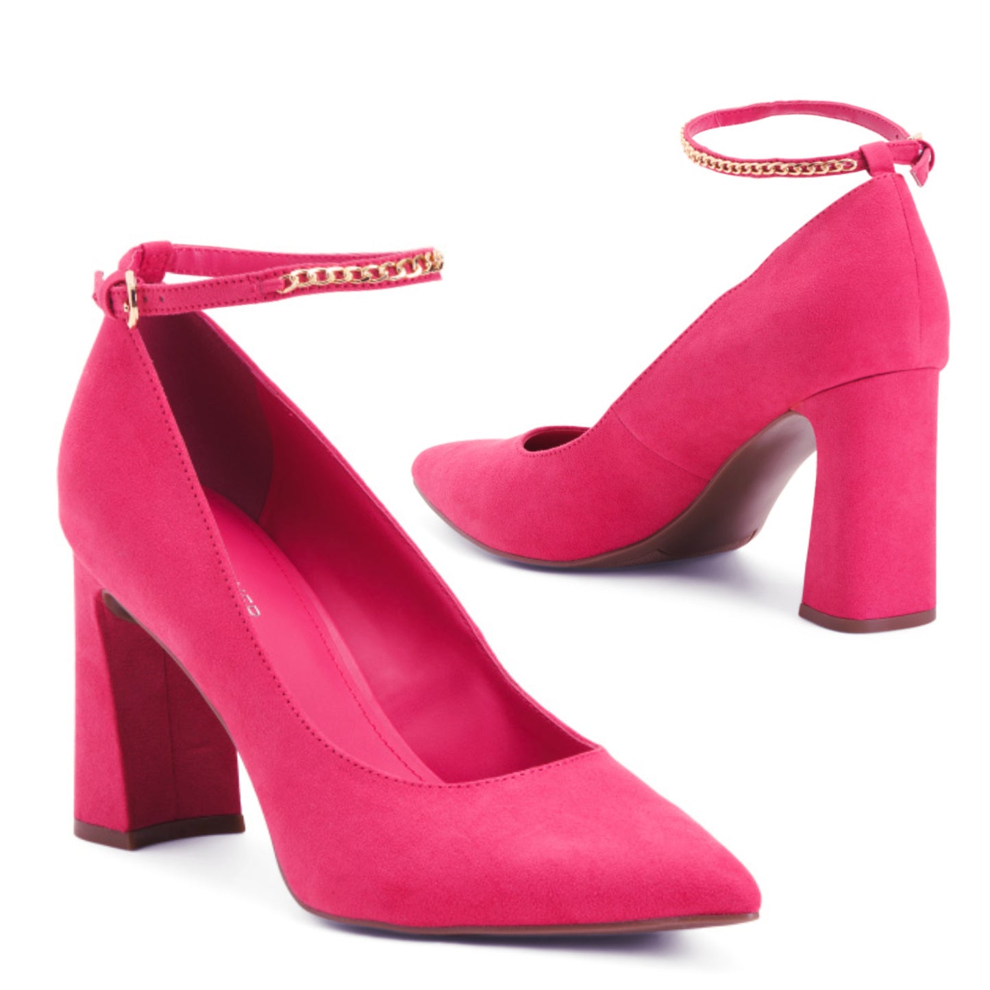 Marc Fisher Ankle Chain Buckle Block Faux Suede High Heels