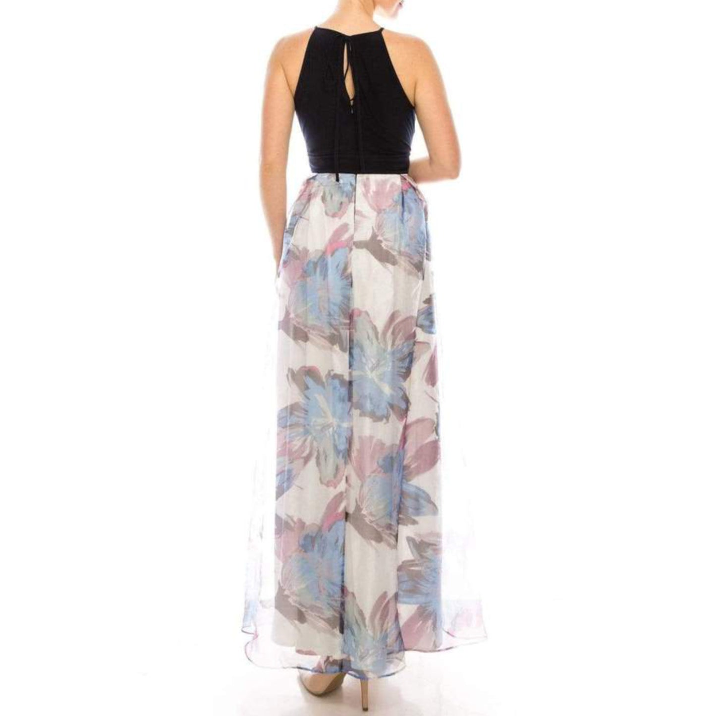 SL FASHIONS Keyhole Top Dress w. Organza Skirt