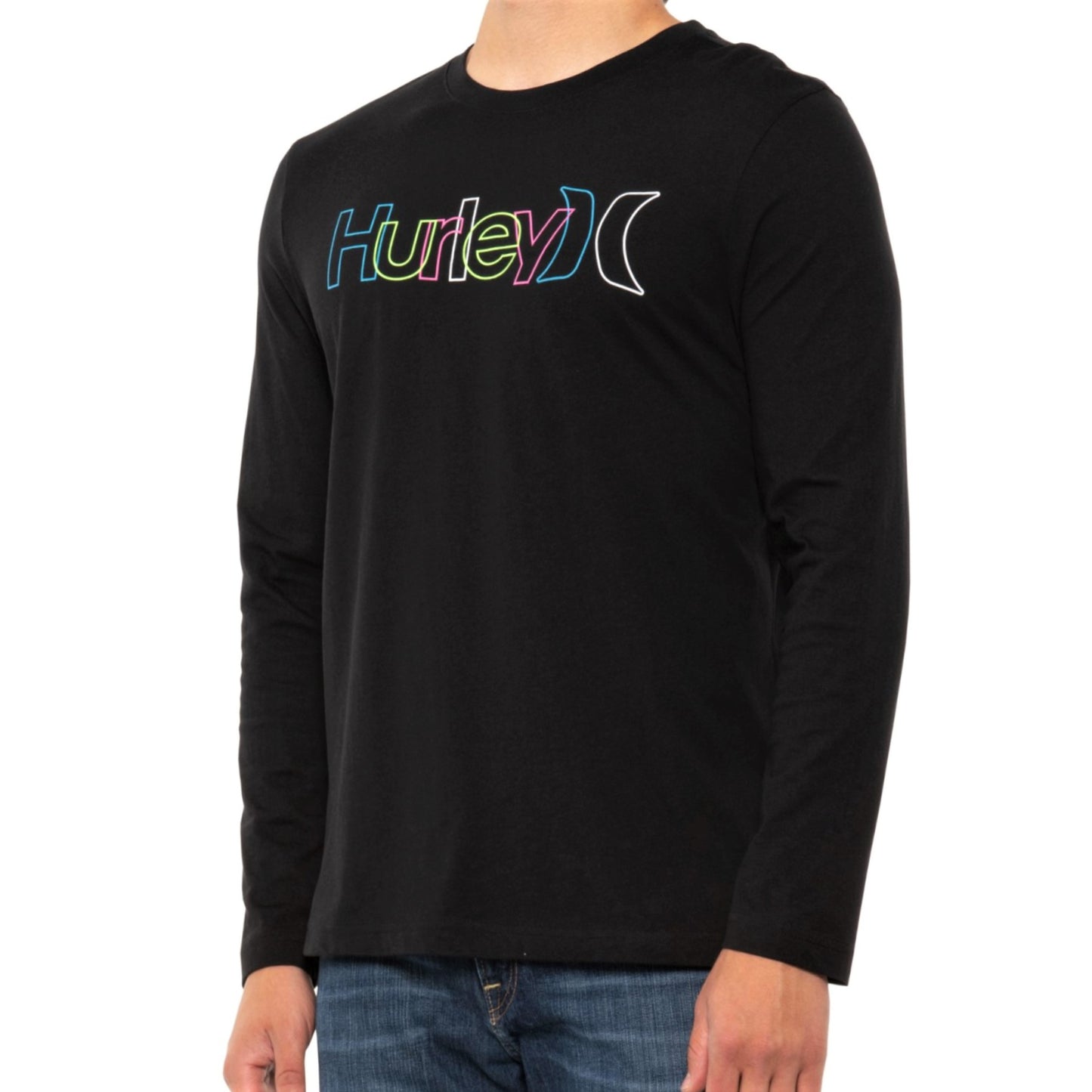 Hurley Men's Logo Print Cotton Jersey Long Sleeve T-Shirt