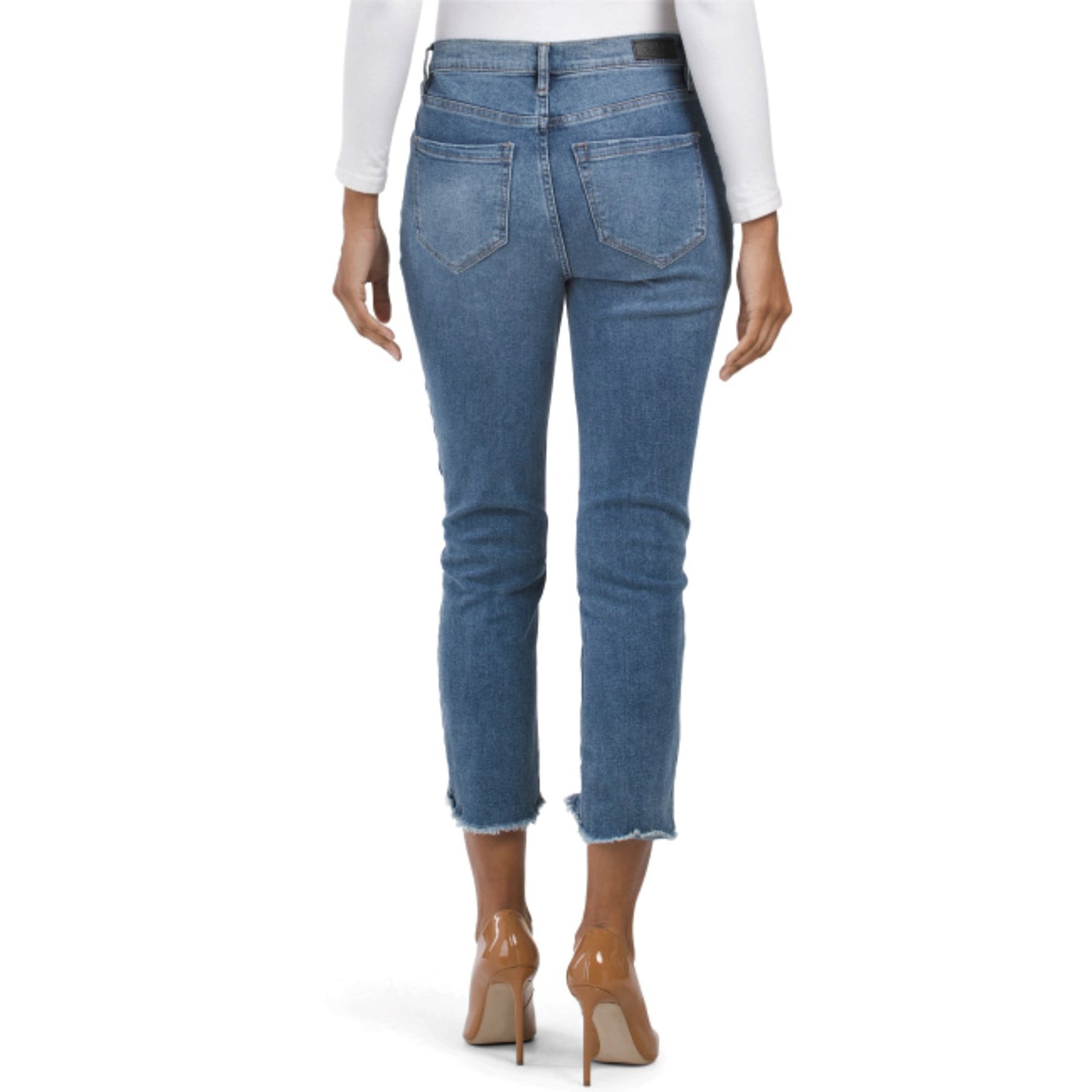 Nicole Miller Women's Soho High Rise Frayed Cuffs Cropped Skinny Jeans