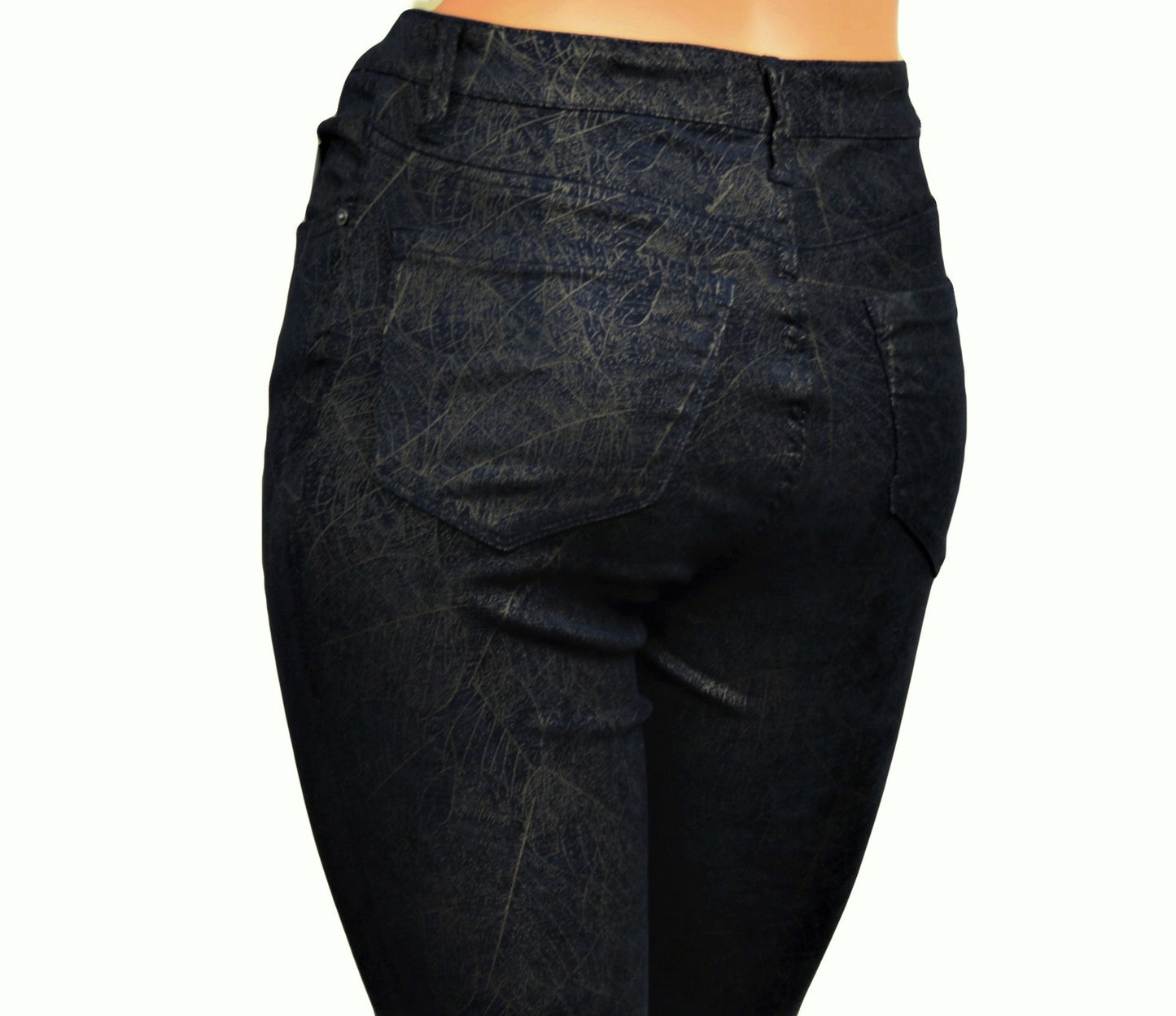 TRACTR Hi-Rise Foil Print Faux Suede Jeans