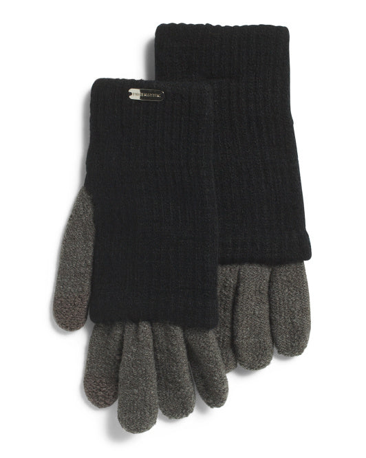 Steve Madden Women's Solid Ribbed Knit Cover Touch Screen Gloves