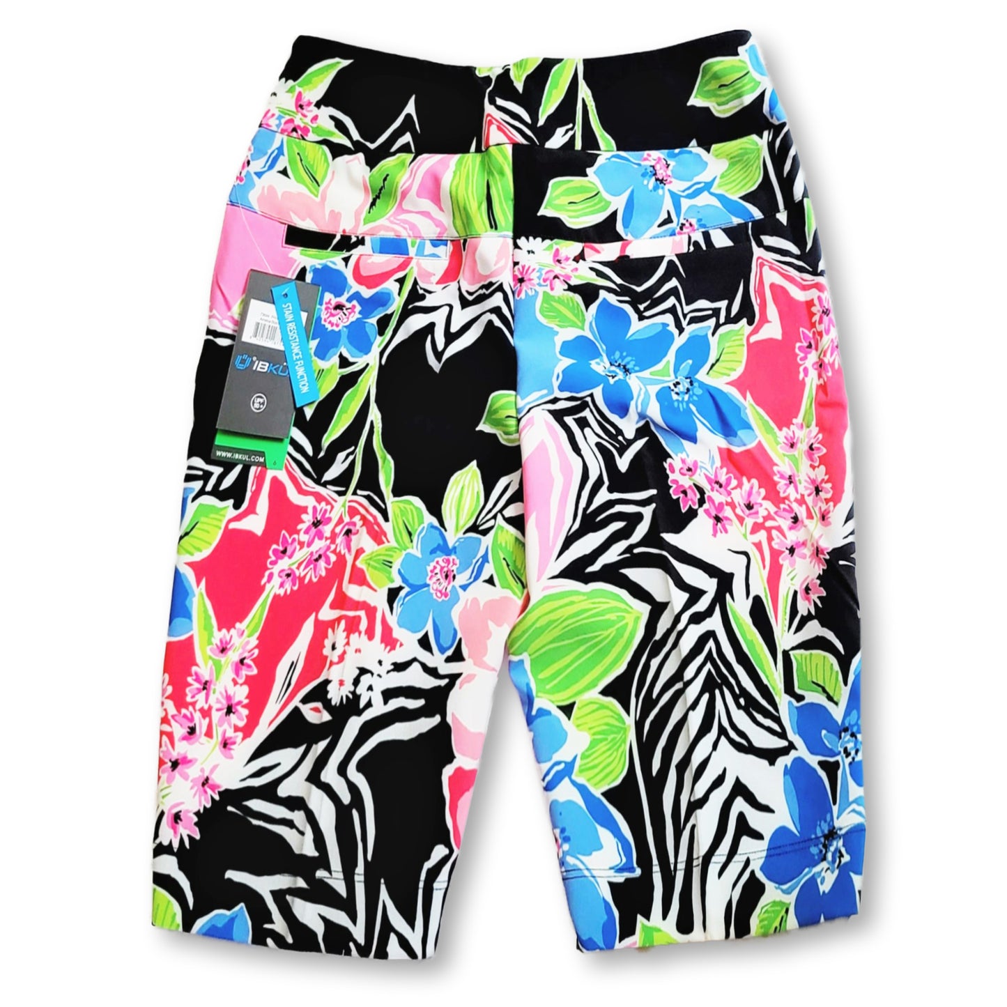 IBKUL Women's Amelia Tummy Control High Rise Floral Printed UPF 50+ Shorts