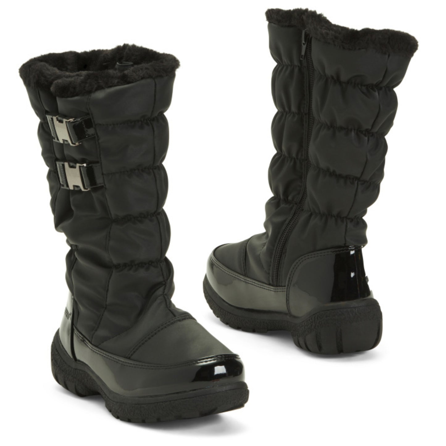 Weatherproof Women's Faux Fur Trim Two Buckle Nylon Storm Snow Boots